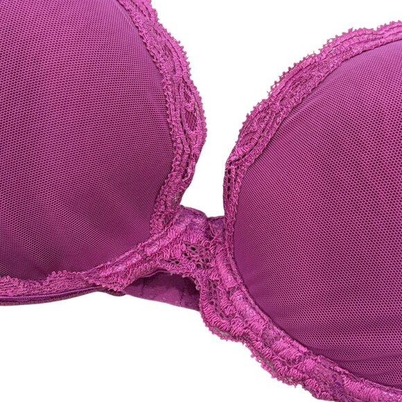 Natori Womens Lace Mesh Padded Bra 38DD Purple Adjustable Straps Underwire - Picture 2 of 5